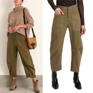 NWT Nili Lotan Shon Curved Leg Cargo Pants Trousers Uniform Green 4 Medium